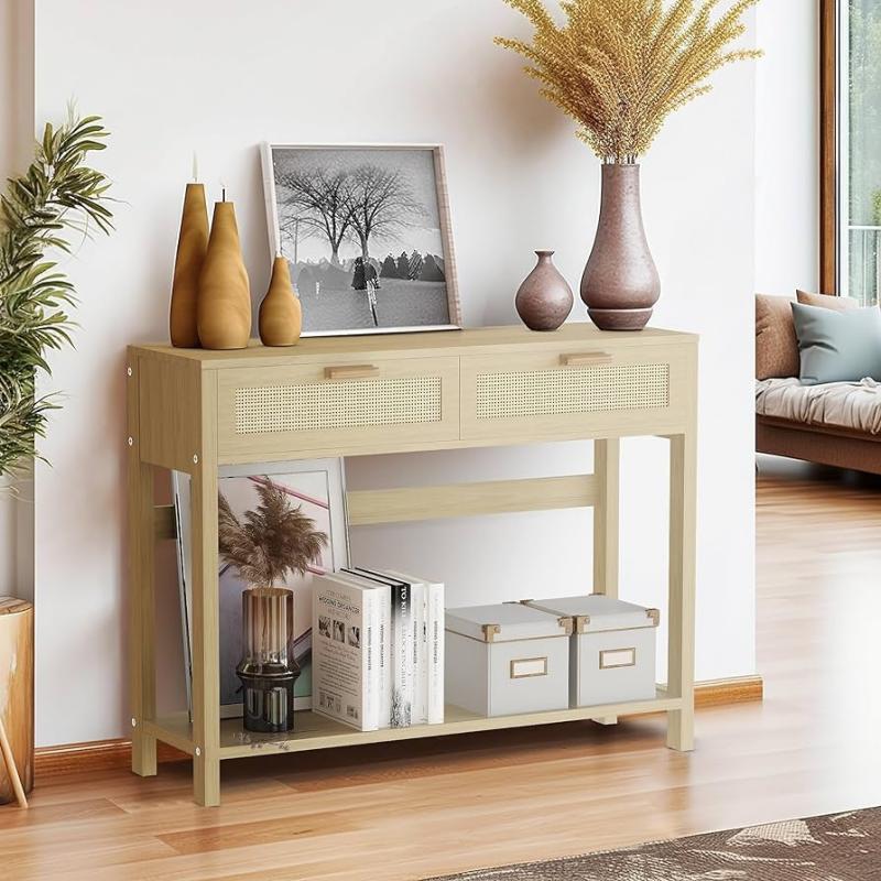 rattan console table