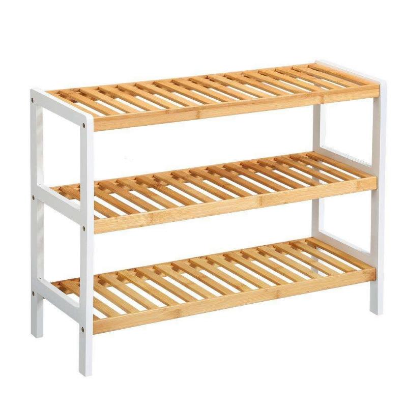 3 tier wooden shoe rack