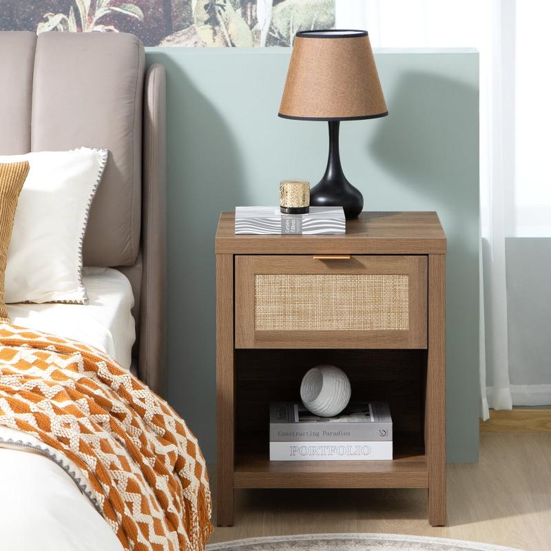 rattan bedside table