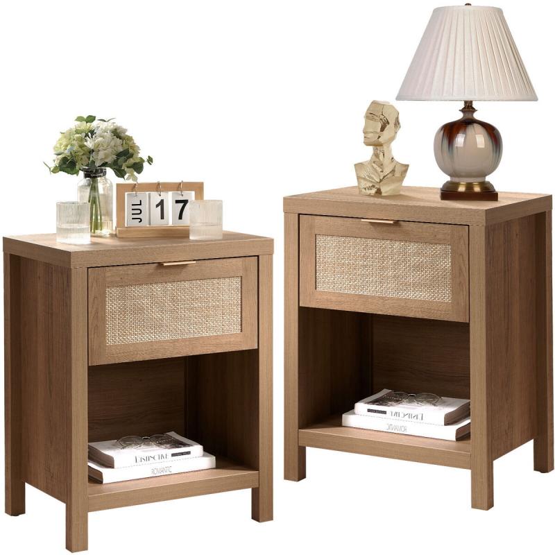 rattan bedside table