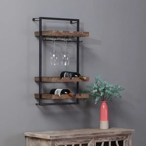 wall mounted wine rack wood