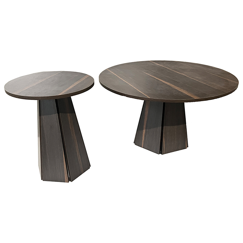 Versatile Circular Coffee Table Set in Brown