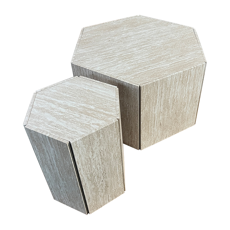 Travertine - Colored Hexagonal Coffee Table Set AHF241691 (3)