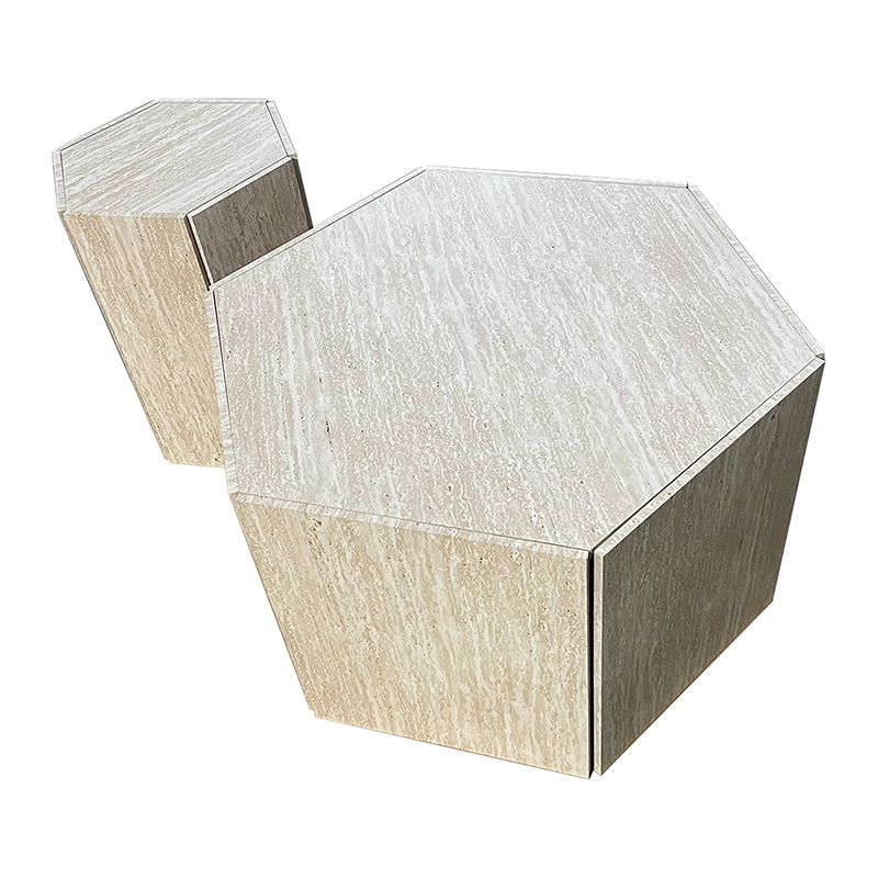 Travertine - Colored Hexagonal Coffee Table Set AHF241691 (4)