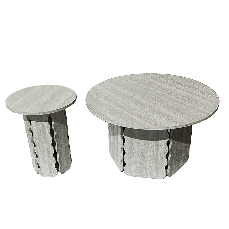 Travertine – Colored Circular Coffee Table Set