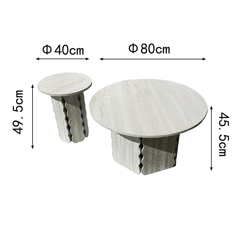 Travertine - Colored Circular Coffee Table Set AHF241692 (2)