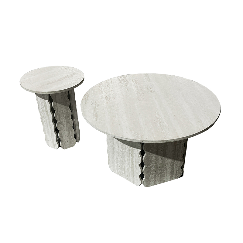 Travertine - Colored Circular Coffee Table Set AHF241692 (3)